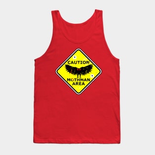 Caution Mothman Danger Sign Yellow Road Cryptid Funny Tank Top